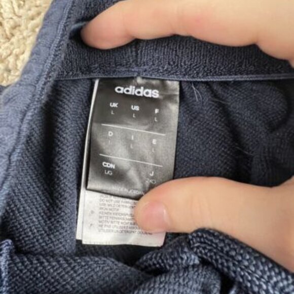 adidas Climalite Mens LARGE Blue Activewear Workout Jogging Pants 3 Striped - Picture 2 of 5